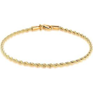 18K Gold Plated Braided Rope Anklet for Women, 2.7 MM thick, 10 Inches